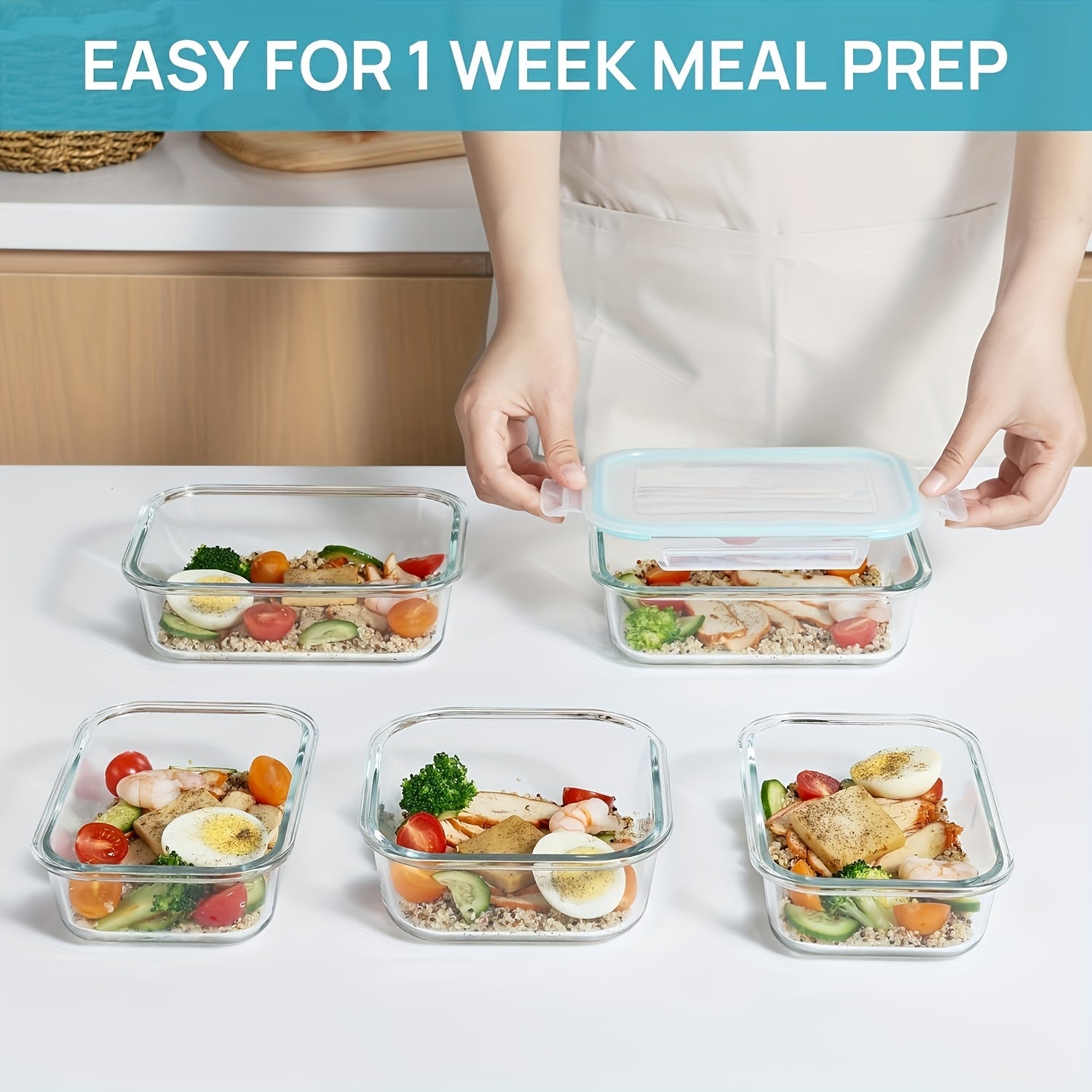 15/12/6pcs Set of Glass Food Storage Containers with Lids, Meal Prep Containers, and Leak-Proof Locking Lunch Boxes for Microwave, Oven, Freezer, and Dishwasher Safe