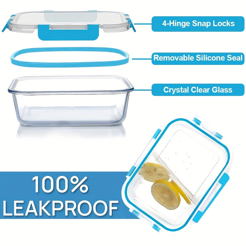 20pcs (10 LIDS + 10 Glass Bowls) Glass Food Storage Container With Sealed Lid, Kitchen Storage Lunch, Leak-proof, Airtight, Suitable For Microwave, Oven, Refrigerator And Dishwasher, Perfect Valentine'S Day Gift For Best Friends