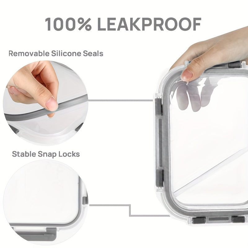 10 Pack Glass Food Storage Containers With Lids, Meal Prep, Pantry Kitchen Storage Containers For Lunch, Leak Proof, Airtight Glass Lunch Bento Boxes For Microwave, Oven, Freezer And Dishwasher
