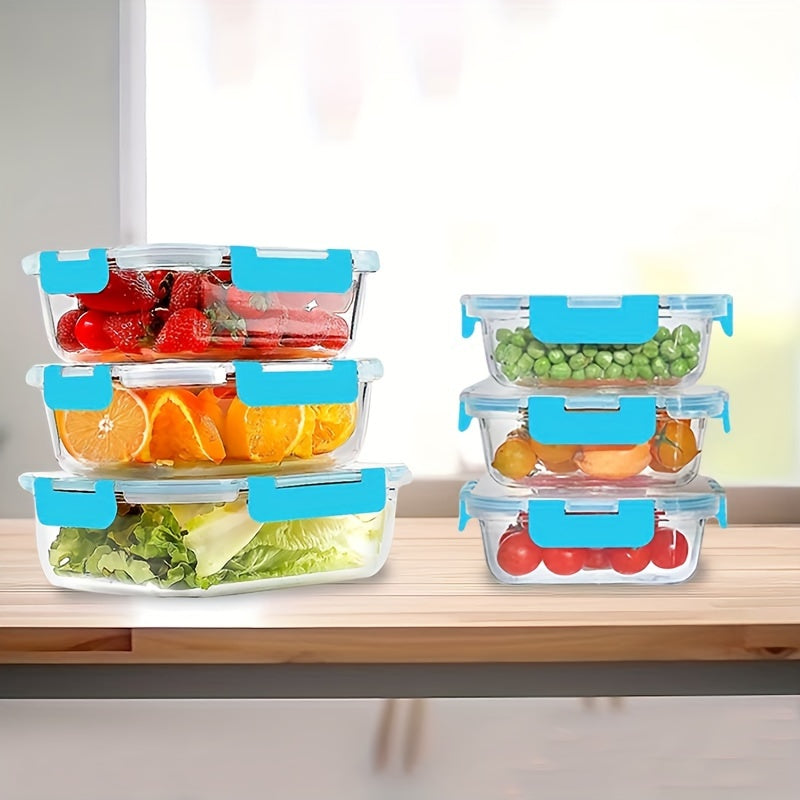 20pcs Large-Capacity Glass Food Storage Container Set with Blue Lids - Reusable, Microwave & Freezer Safe, Square Containers for Meal Prep, Refrigerator Organization, and More
