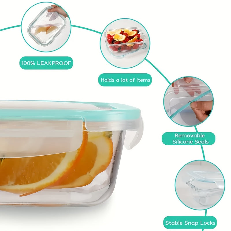 8pcs Set Of Glass Fresh-keeping Box, Food Storage Container, Leak Proof Sealed Lid, Lunch Box, Suitable for Microwave Ovens, Ovens, Refrigerators, And Dishwashers.