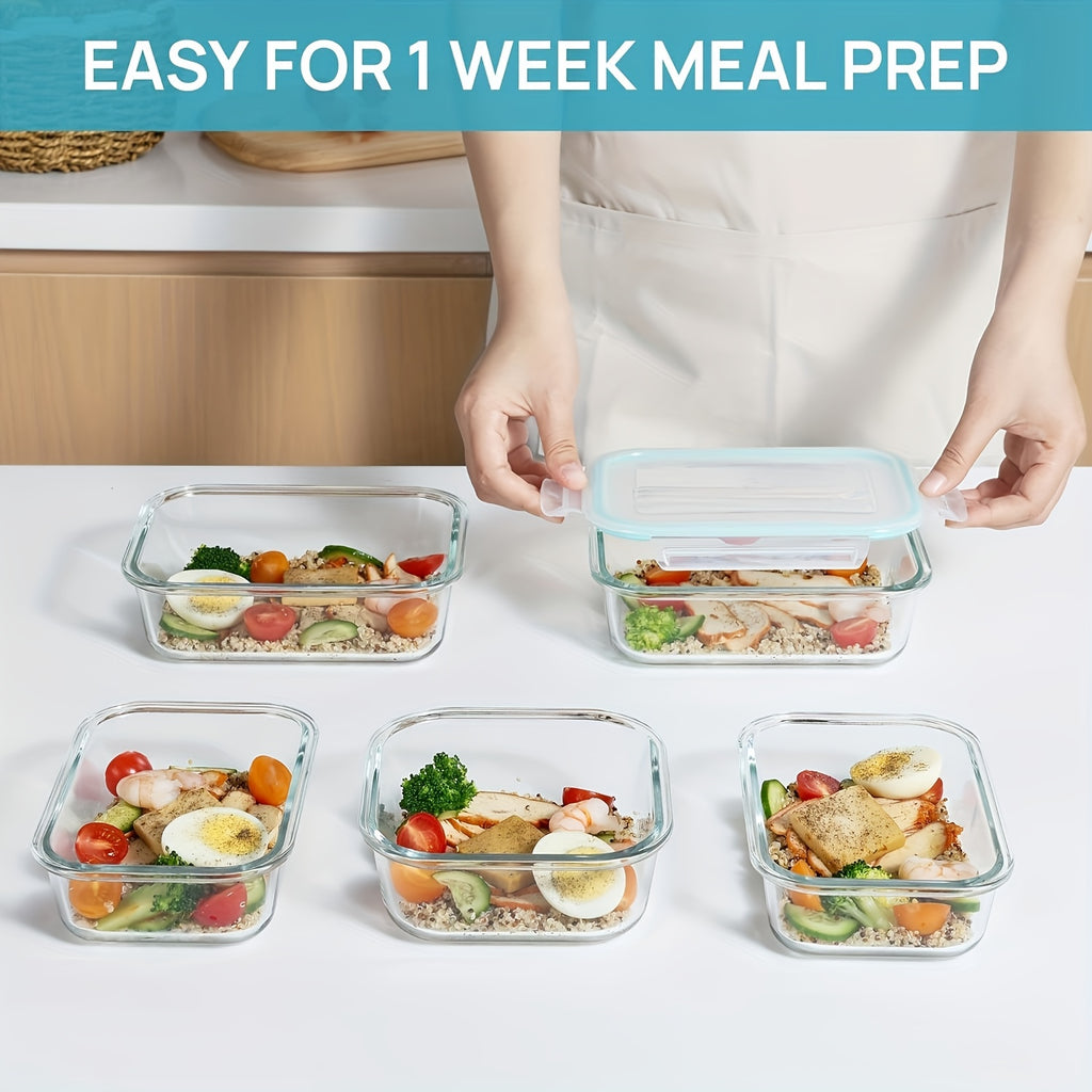15/12/6pcs Set of Glass Food Storage Containers with Lids, Meal Prep Containers, and Leak-Proof Locking Lunch Boxes for Microwave, Oven, Freezer, and Dishwasher Safe