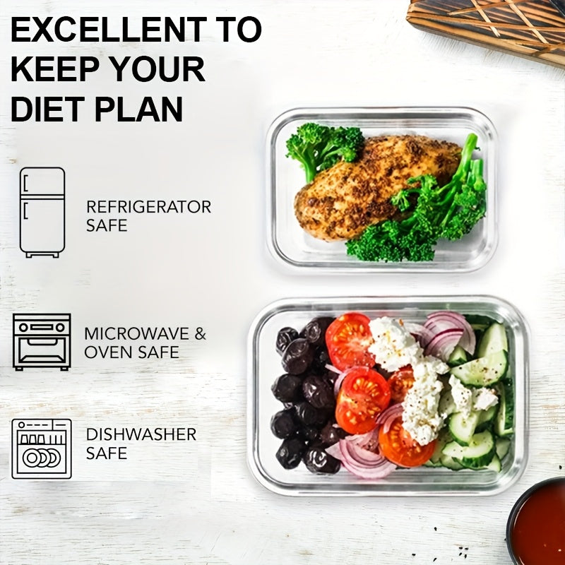 20pcs (10 LIDS + 10 Glass Bowls) Glass Food Storage Container With Sealed Lid, Kitchen Storage Lunch, Leak-proof, Airtight, Suitable For Microwave, Oven, Refrigerator And Dishwasher, Perfect Valentine'S Day Gift For Best Friends