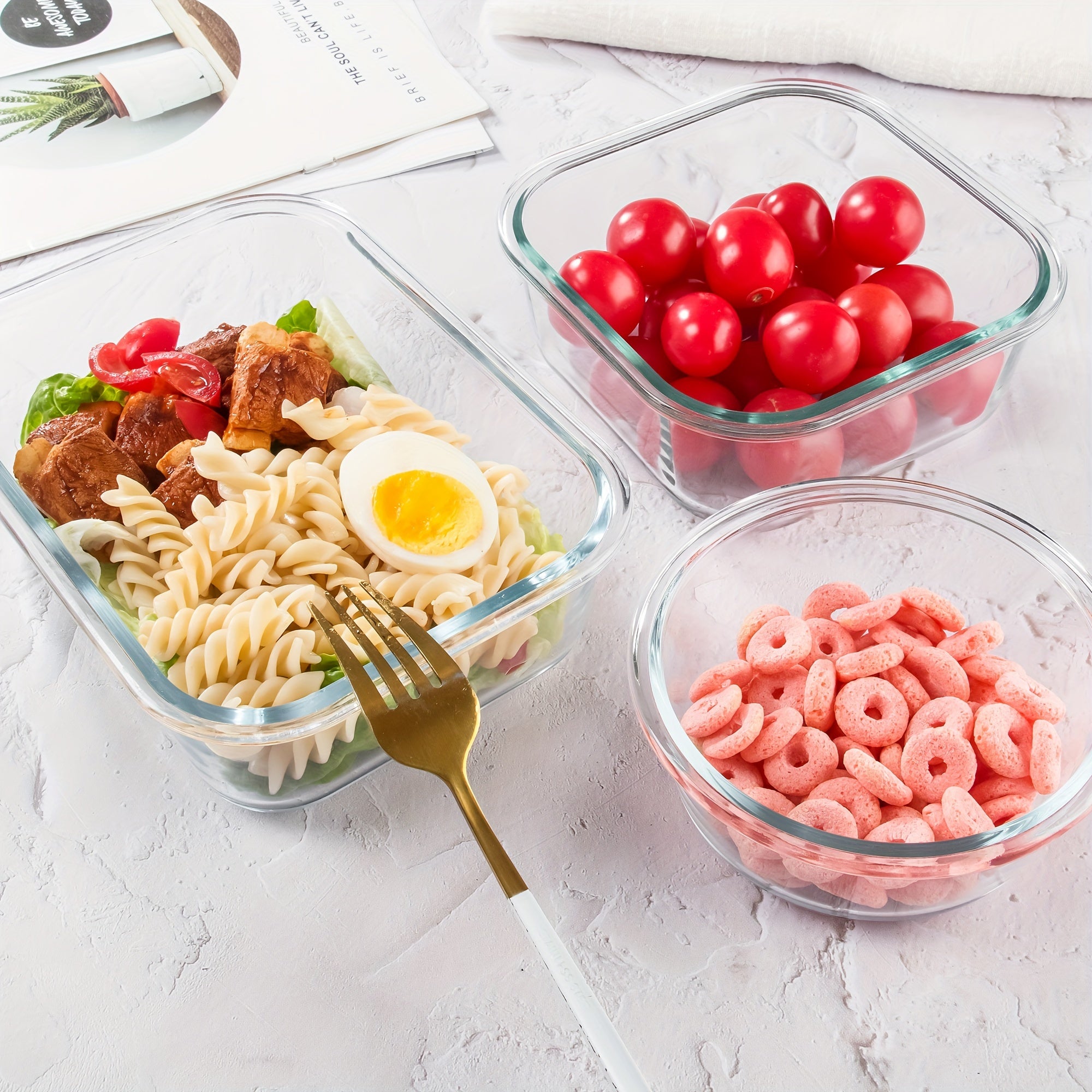 24 Pieces (12 Containers +12 Lids) High Borosilicate Sealed Lid Food Storage Container Glass, Reusable, Suitable For Food Storage In Microwave Ovens, Ovens, Refrigerators, Dishwashers, Offices, Schools, And Camping