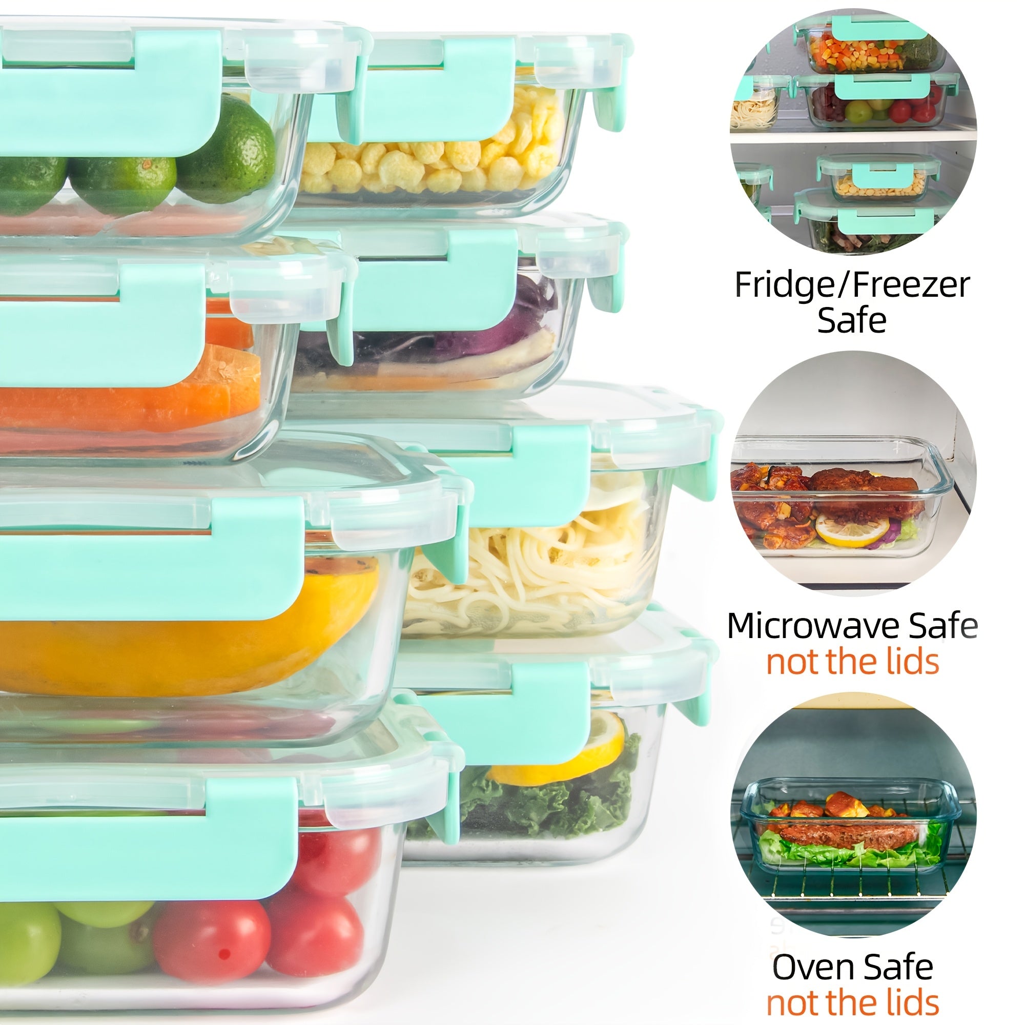 24pcs Airtight Glass Food Storage Containers Set, Leak-Proof, Microwave, Oven, Freezer, Dishwasher Safe, - 12 Containers & 12 Lids For Meal Prep And Lunch