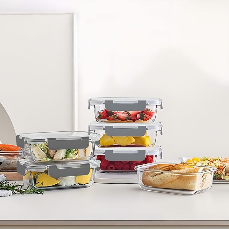 Stackable 20pcs Glass Food Container (10 Lids + 10 Containers) - Multi-purpose Meal Prep And Pantry. With Airtight Lids, Oven, Microwave, Refrigerator And Dishwasher Safe. Durable, Space-saving Design Improves Heating Efficiency And Organization.