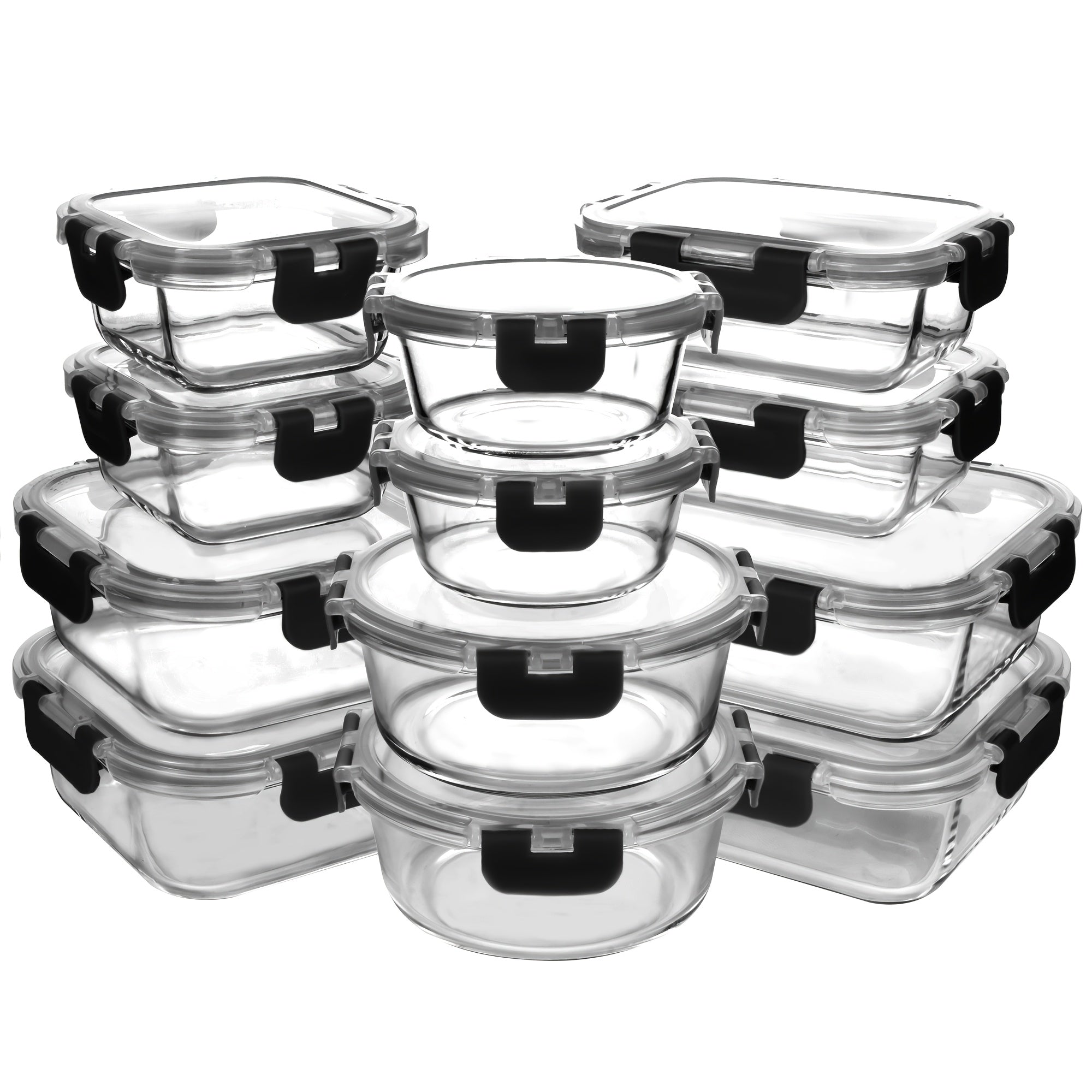 24pcs Airtight Glass Food Storage Containers Set, Leak-Proof, Microwave, Oven, Freezer, Dishwasher Safe, - 12 Containers & 12 Lids For Meal Prep And Lunch