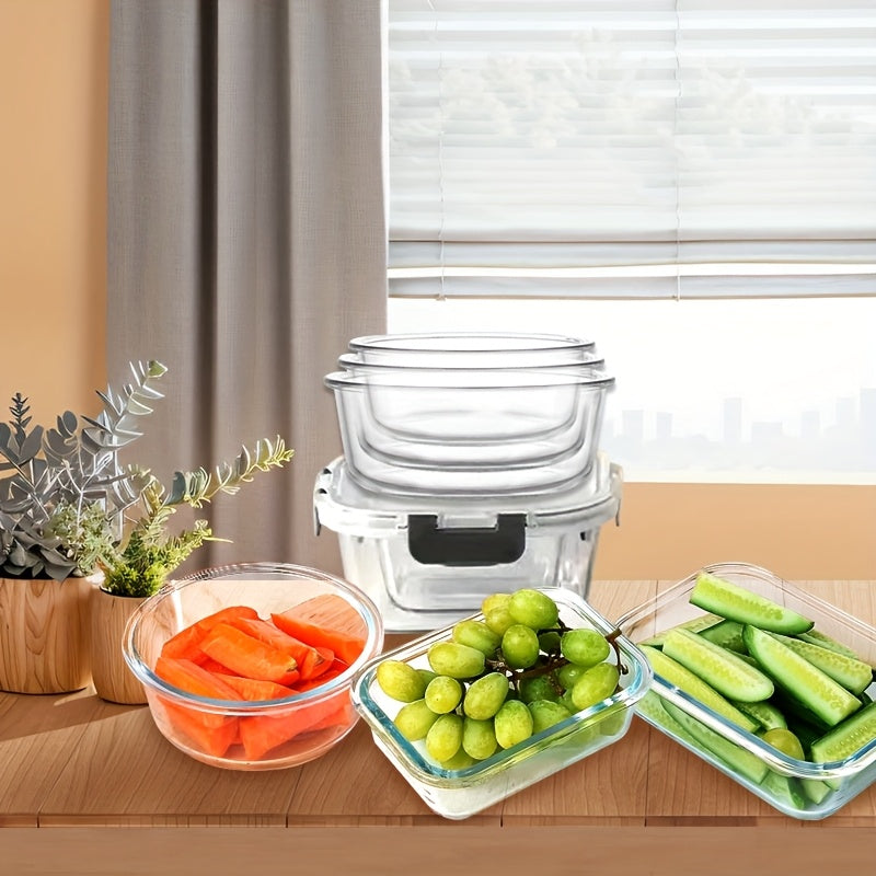(12 Lids + 12 Containers)Stackable 24pcs Glass Food Container - Multi-purpose Meal Prep And Pantry. With Airtight Lids, Oven, Microwave, Refrigerator And Dishwasher Safe. Durable, Space-saving Design Improves Heating Efficiency And Organization.