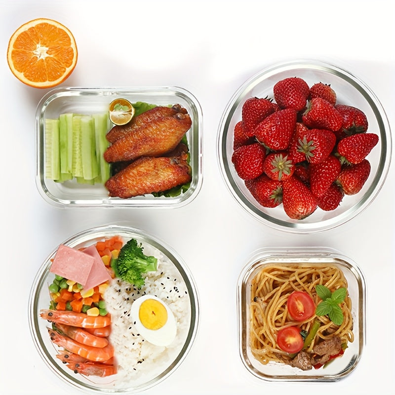 24pcs (12 LIDS + 12 Glass Bowls) Glass Meal Preparation Containers, Reusable And Stackable Food Storage Containers With LIDS That Are Leak-proof For Camping, Picnics, Schools, Offices And Colleges, Kitchen Storage Boxes And Kitchen Accessories