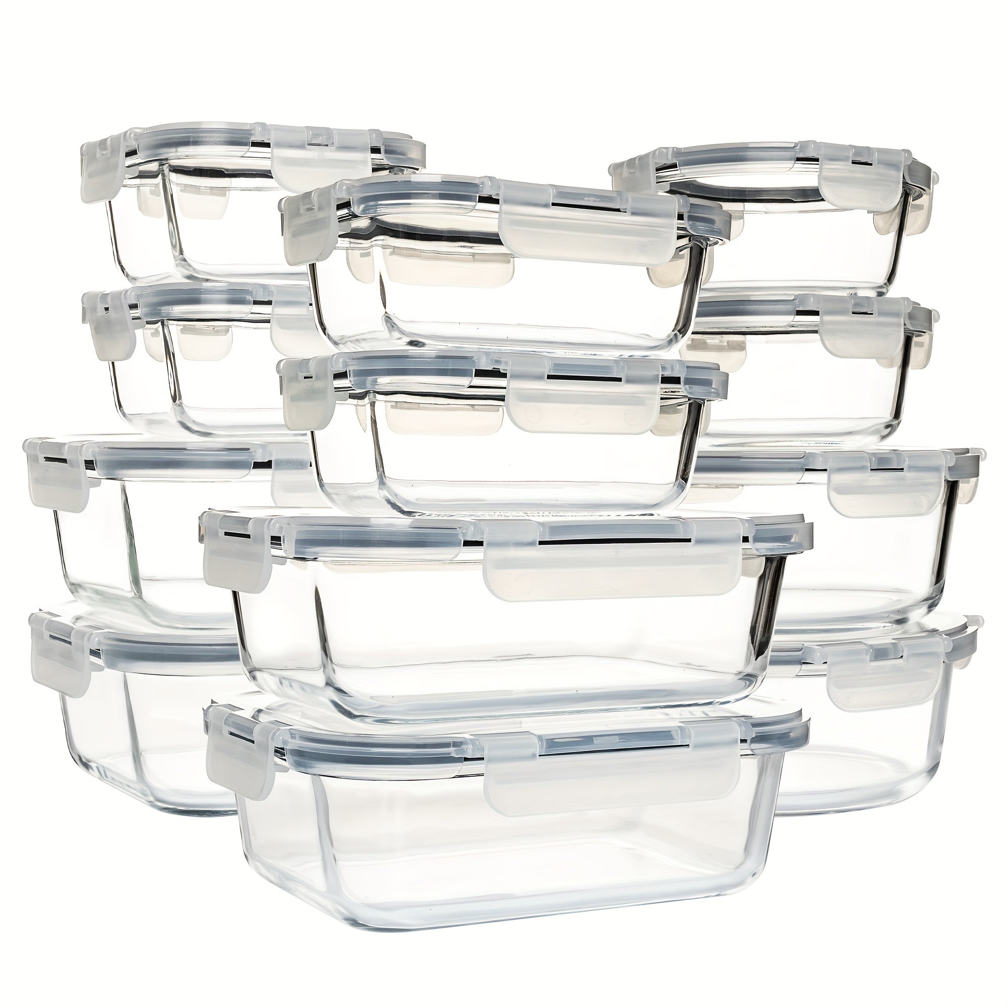 24 Pieces (12 Containers +12 Lids) High Borosilicate Sealed Lid Food Storage Container Glass, Reusable, Suitable For Food Storage In Microwave Ovens, Ovens, Refrigerators, Dishwashers, Offices, Schools, And Camping