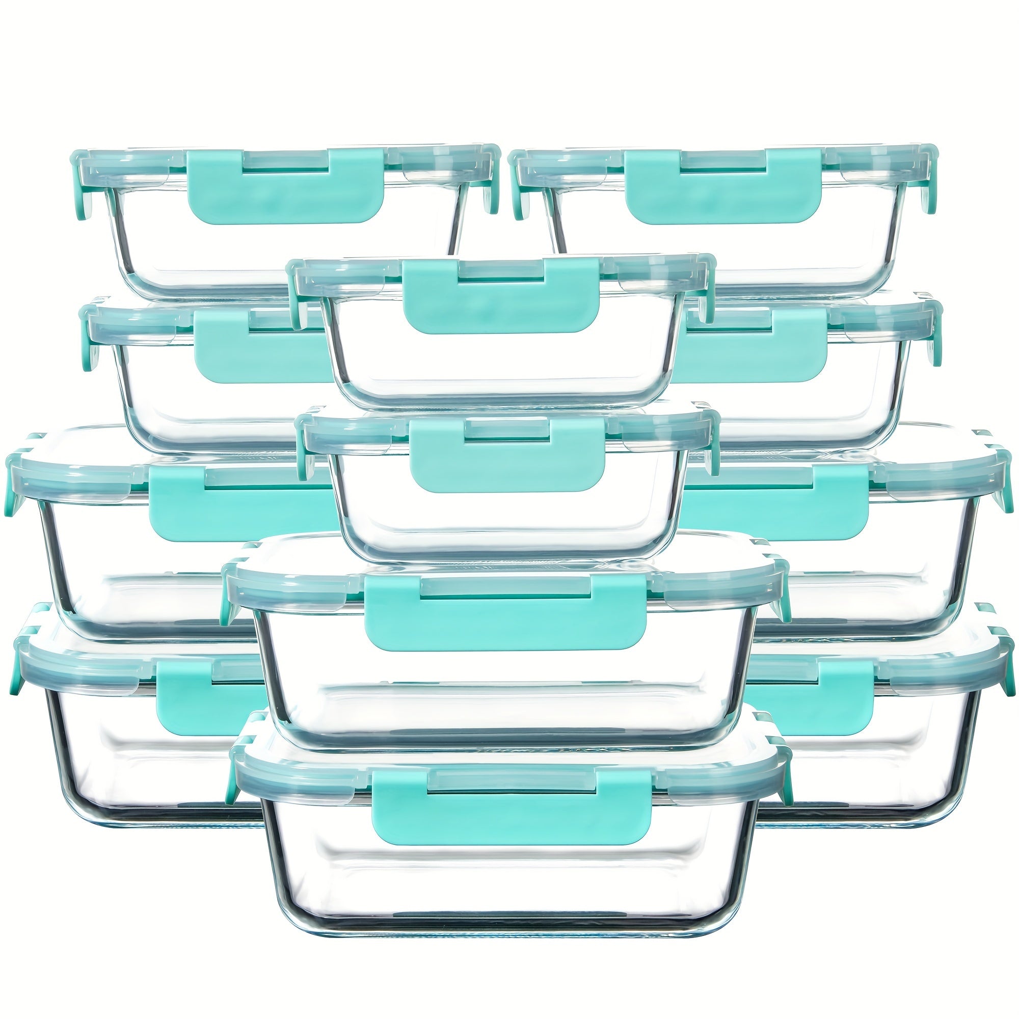 [12-PACK] Glass Food Storage Containers Set, Glass Food Meal Prep Containers with Leakproof Airtight Lids, Perfect for Home Kitchen Office Lunch Portion Control
