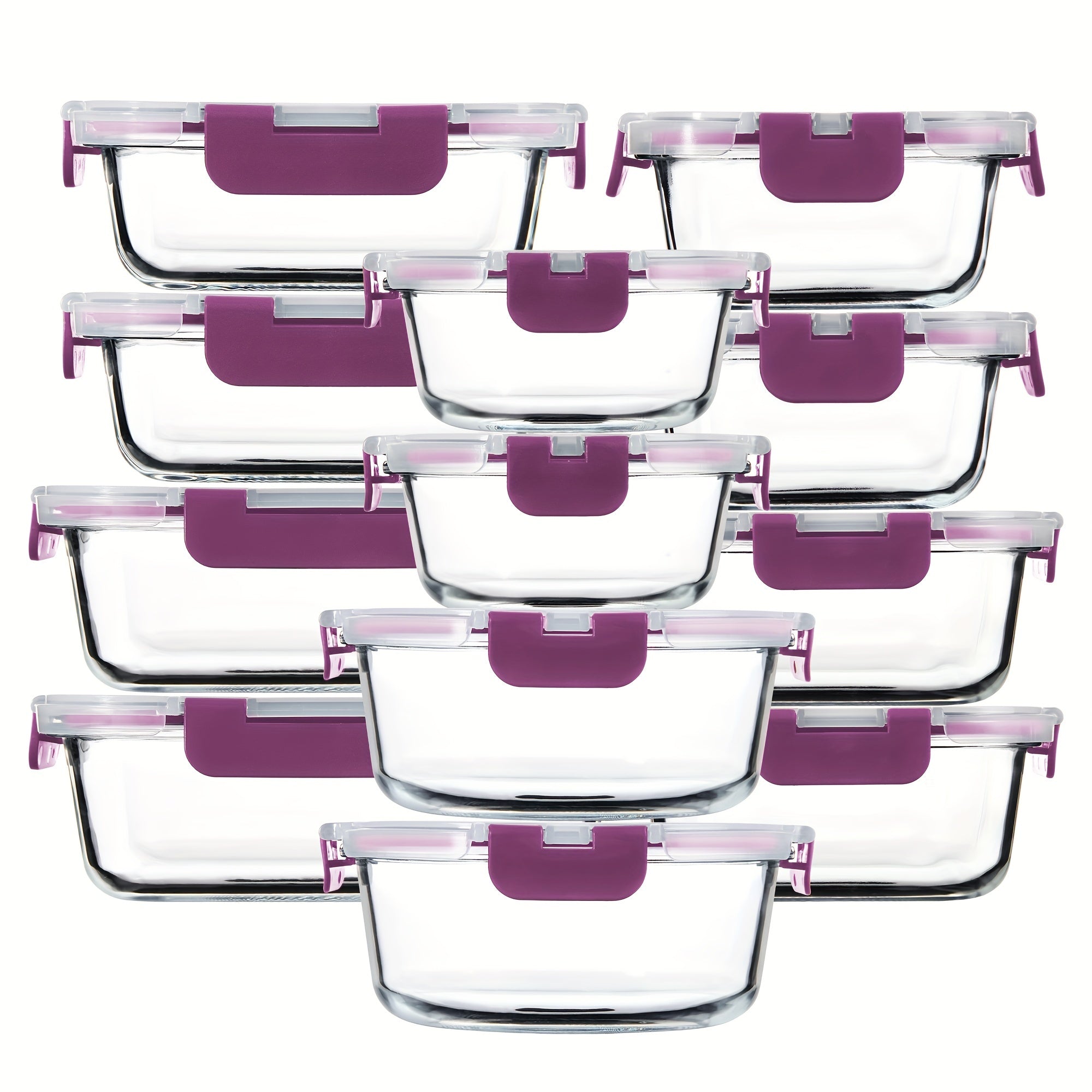 24pcs (12 Glass Bowls + 12 Lids) Glass Meal Prep Containers, Meal Prep Bowls, Food Storage Containers, Glass Food Prep Containers With Lids, Lunch Container For Adults Lunch Box Bento Boxes
