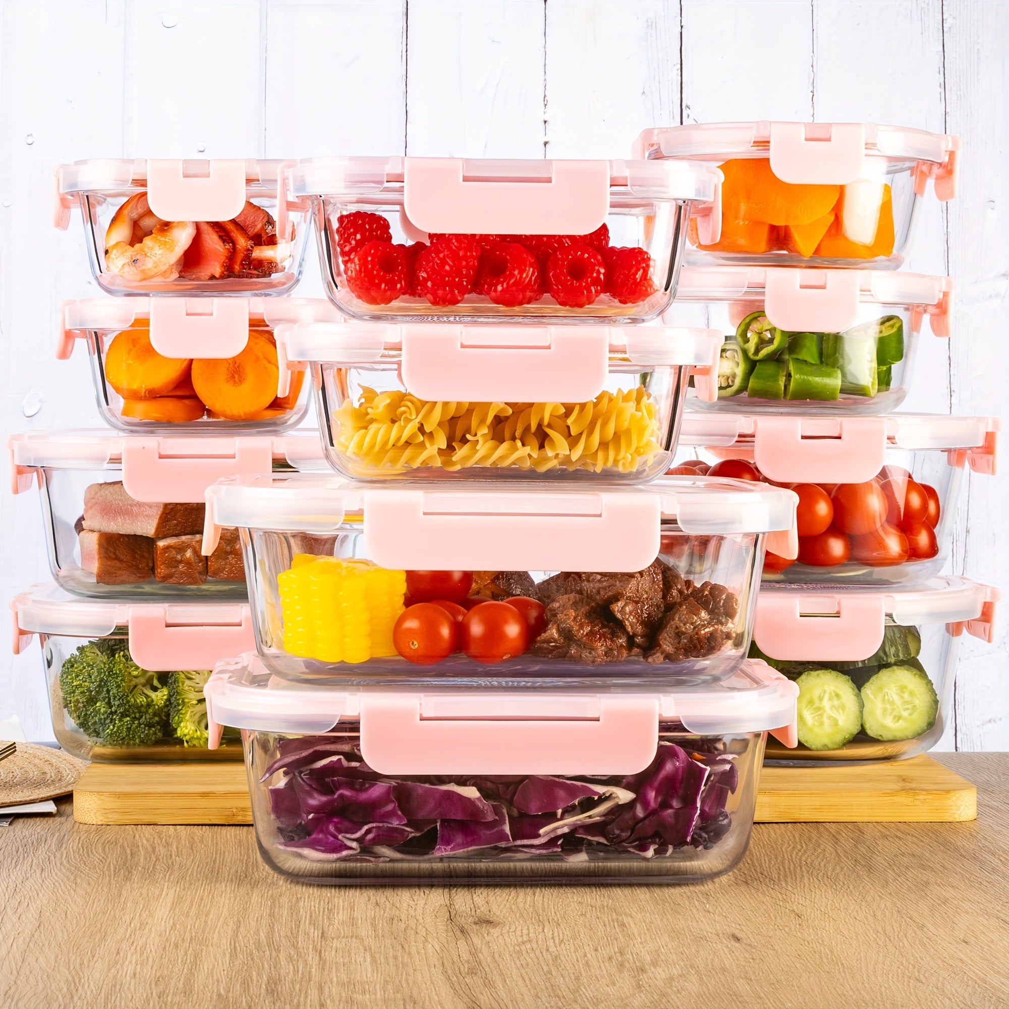 24pcs Airtight Glass Food Storage Containers Set, Leak-Proof, Microwave, Oven, Freezer, Dishwasher Safe, - 12 Containers & 12 Lids For Meal Prep And Lunch