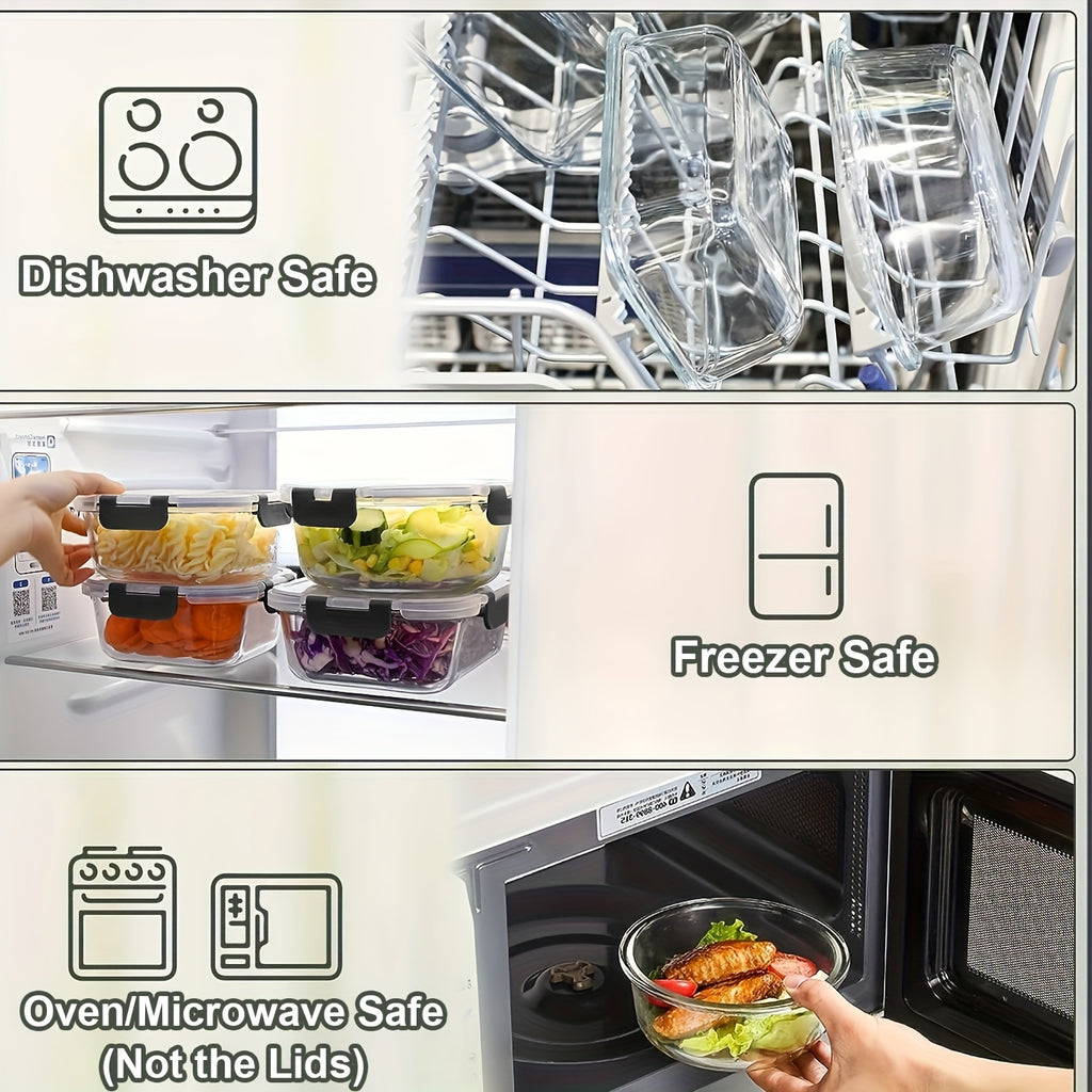 HIHEGD 30 Pieces Glass Food Storage Containers With Snap Locking Lids, Glass Meal Prep Containers Set - Airtight Lunch Containers, Microwave, Oven, Freezer And Dishwasher