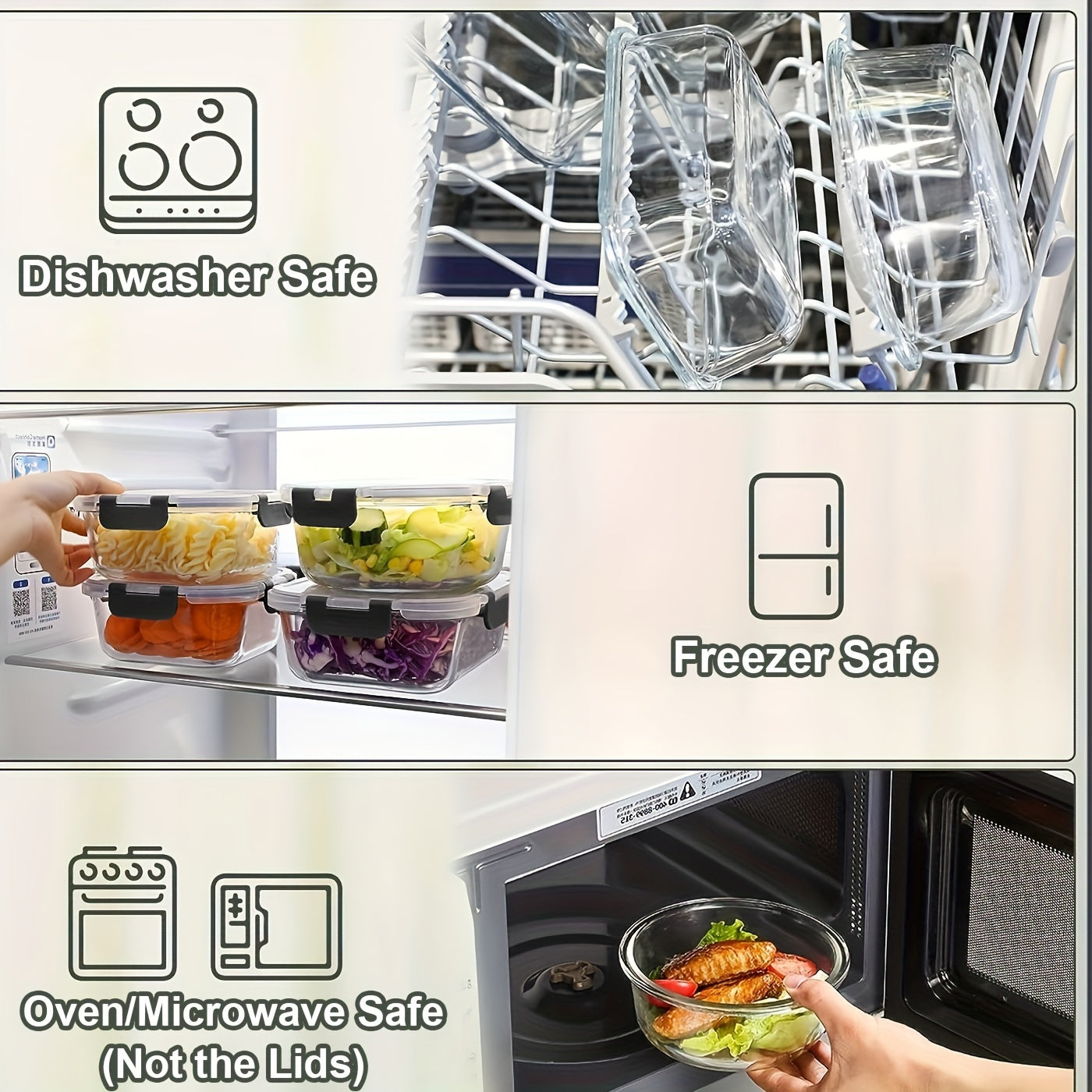 HIHEGD 30 Pieces Glass Food Storage Containers With Snap Locking Lids, Glass Meal Prep Containers Set - Airtight Lunch Containers, Microwave, Oven, Freezer And Dishwasher