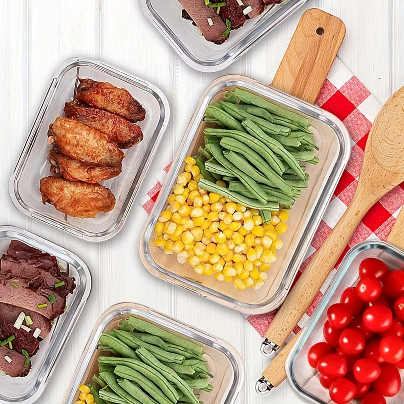 20pcs Large-Capacity Glass Food Storage Container Set with Blue Lids - Reusable, Microwave & Freezer Safe, Square Containers for Meal Prep, Refrigerator Organization, and More