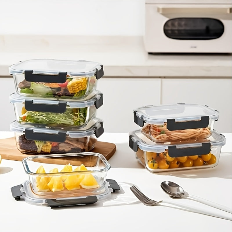 Fresh Box 24pcs (12 Lids + 12 Boxes) Food Pantry Kitchen Storage Container, Lunch Glass Meal Preparation Container, Glass Storage Container With Cover