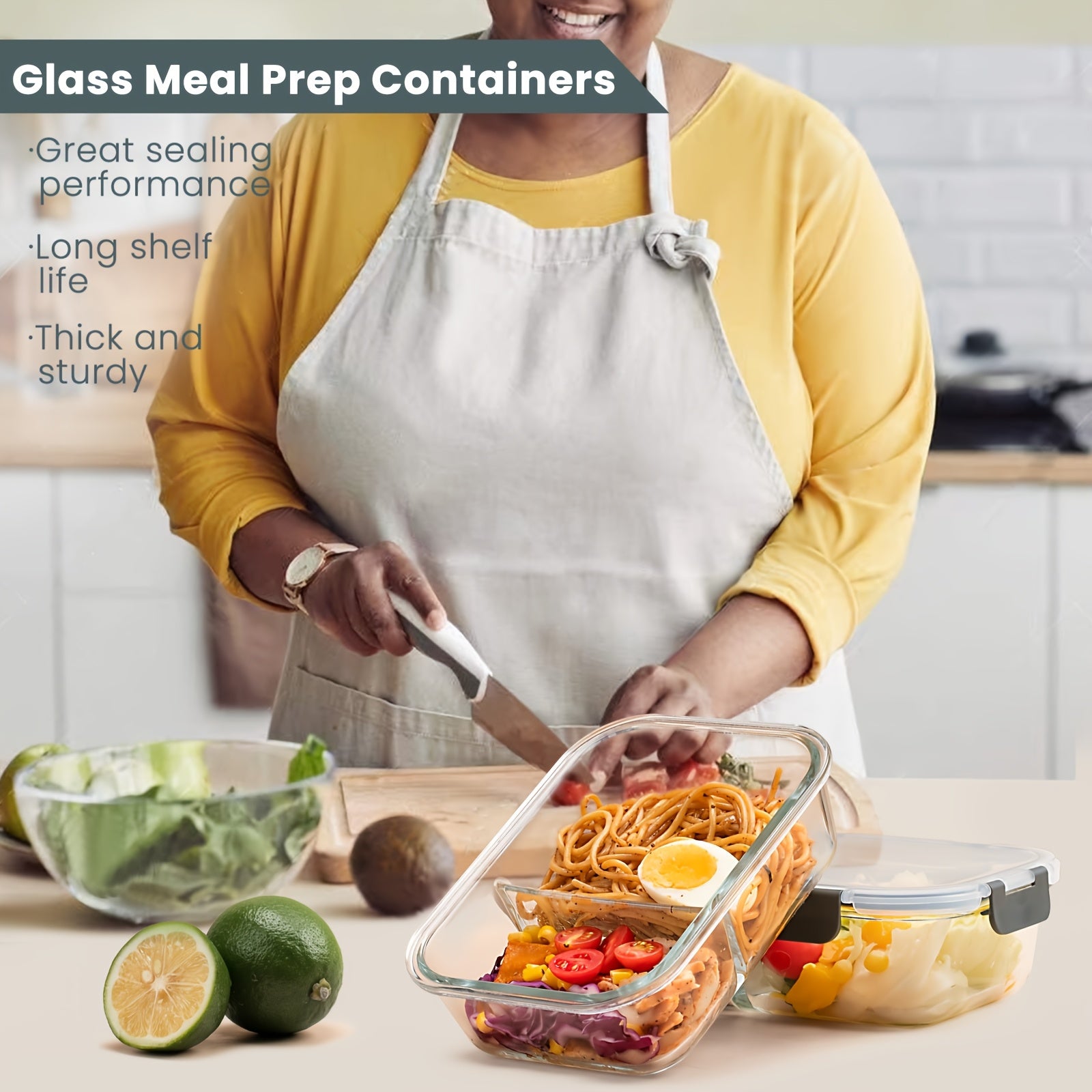 [18pcs] Meal Prep Containers With Lids, Glass Food Storage Containers For Food Storage, BPA Free & Leak Proof (9 Lids & 9 Containers)