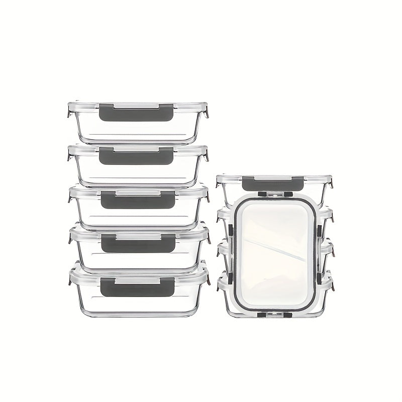 Stackable 20pcs Glass Food Container (10 Lids + 10 Containers) - Multi-purpose Meal Prep And Pantry. With Airtight Lids, Oven, Microwave, Refrigerator And Dishwasher Safe. Durable, Space-saving Design Improves Heating Efficiency And Organization.