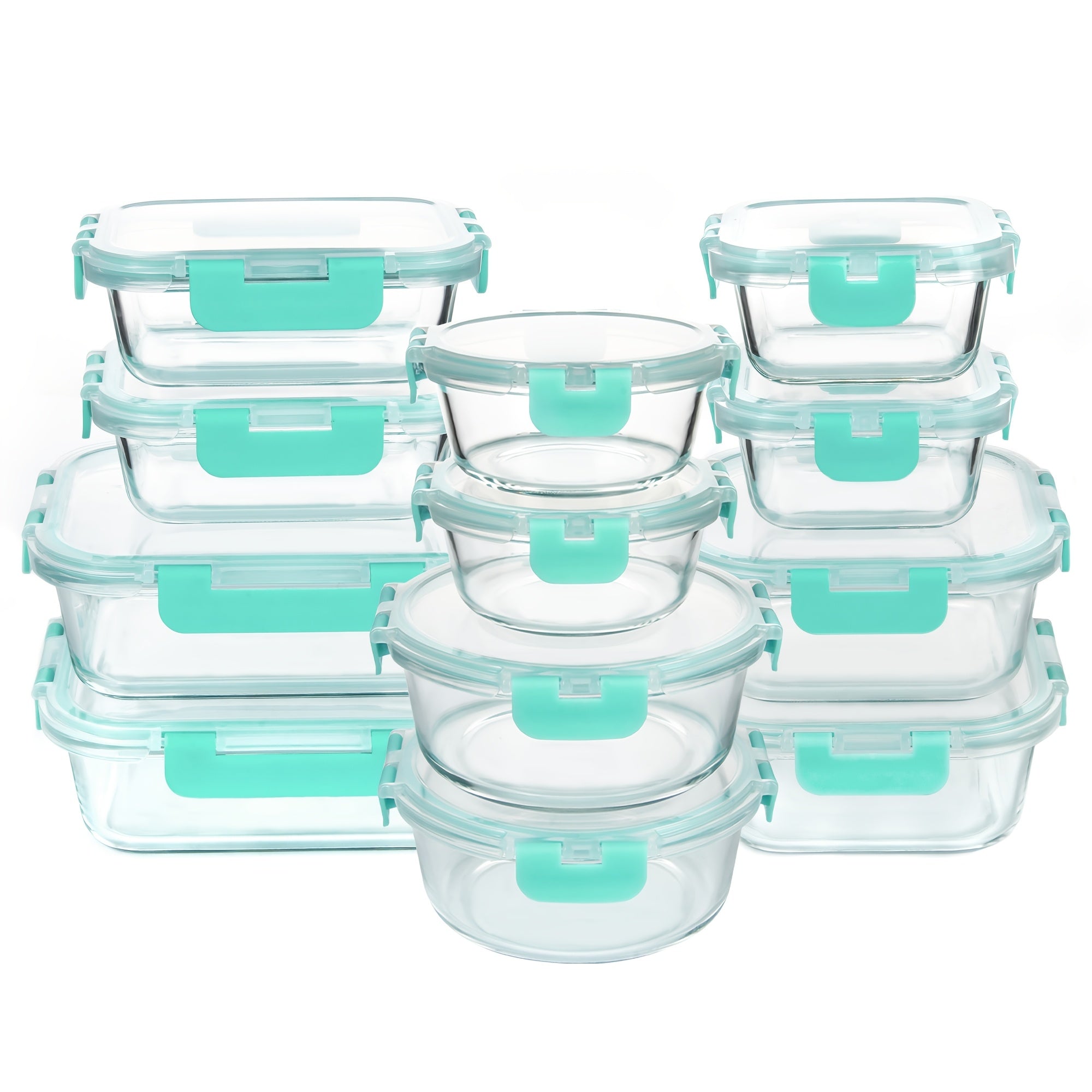24pcs Airtight Glass Food Storage Containers Set, Leak-Proof, Microwave, Oven, Freezer, Dishwasher Safe, - 12 Containers & 12 Lids For Meal Prep And Lunch