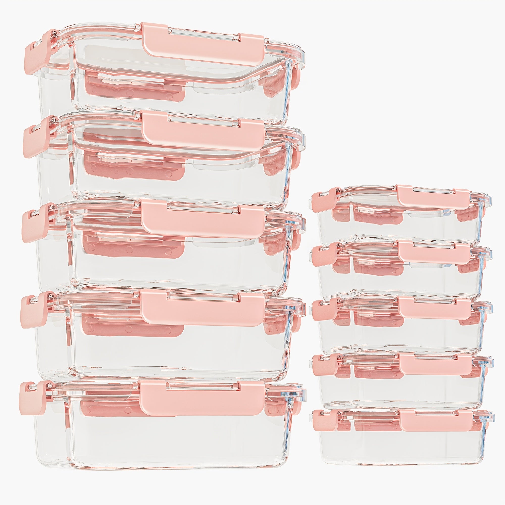 Stackable 20pcs Glass Food Container (10 Lids + 10 Containers) - Multi-purpose Meal Prep And Pantry. With Airtight Lids, Oven, Microwave, Refrigerator And Dishwasher Safe. Durable, Space-saving Design Improves Heating Efficiency And Organization.