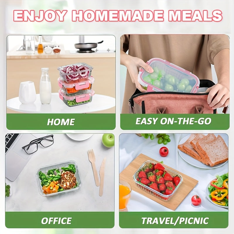 21pcs (10 Glass Bowls + 10 Sealed LIDS +1 Dishcloth) Of High Borosilicate Sealed Lid Food Storage Container Glass, Reusable, Suitable for Food Storage In Microwave Ovens, Ovens, Refrigerators, Dishwashers, Offices, Schools And Camping