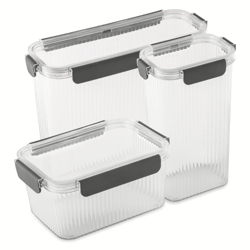 6pcs Glass Food Storage Container Set with Airtight Snap-Lock Lids - BPA-Free, Microwave Safe, Clear Stackable Pantry Organizers with Black Knobs (Large 21.3+7.3+20.5 Cup Capacity) for Cakes, Leftovers, Dry Goods - Ideal for Kitchen & Dining, Ideal Gift