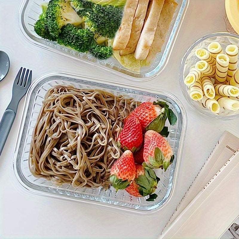 21pcs (10 Glass Bowls + 10 Sealed LIDS +1 Dishcloth) Of High Borosilicate Sealed Lid Food Storage Container Glass, Reusable, Suitable for Food Storage In Microwave Ovens, Ovens, Refrigerators, Dishwashers, Offices, Schools And Camping