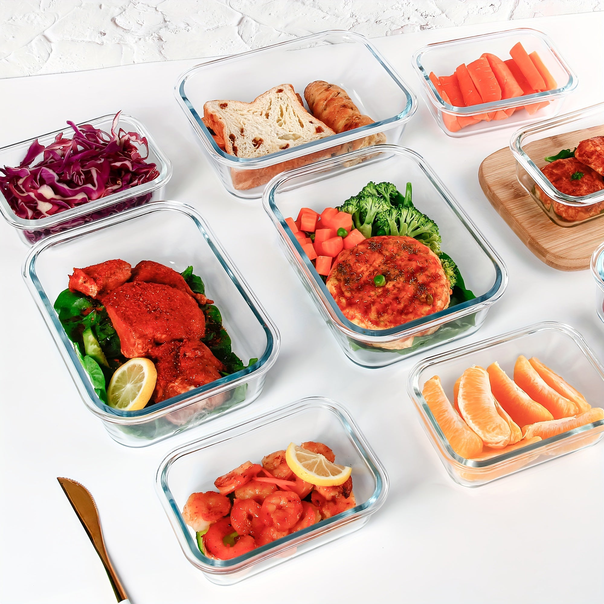 [10 Pack] Glass Meal Prep Containers, Food Storage Containers with Lids Airtight, Glass Lunch Boxes, Microwave, Oven, Freezer and Dishwasher Safe, Orange