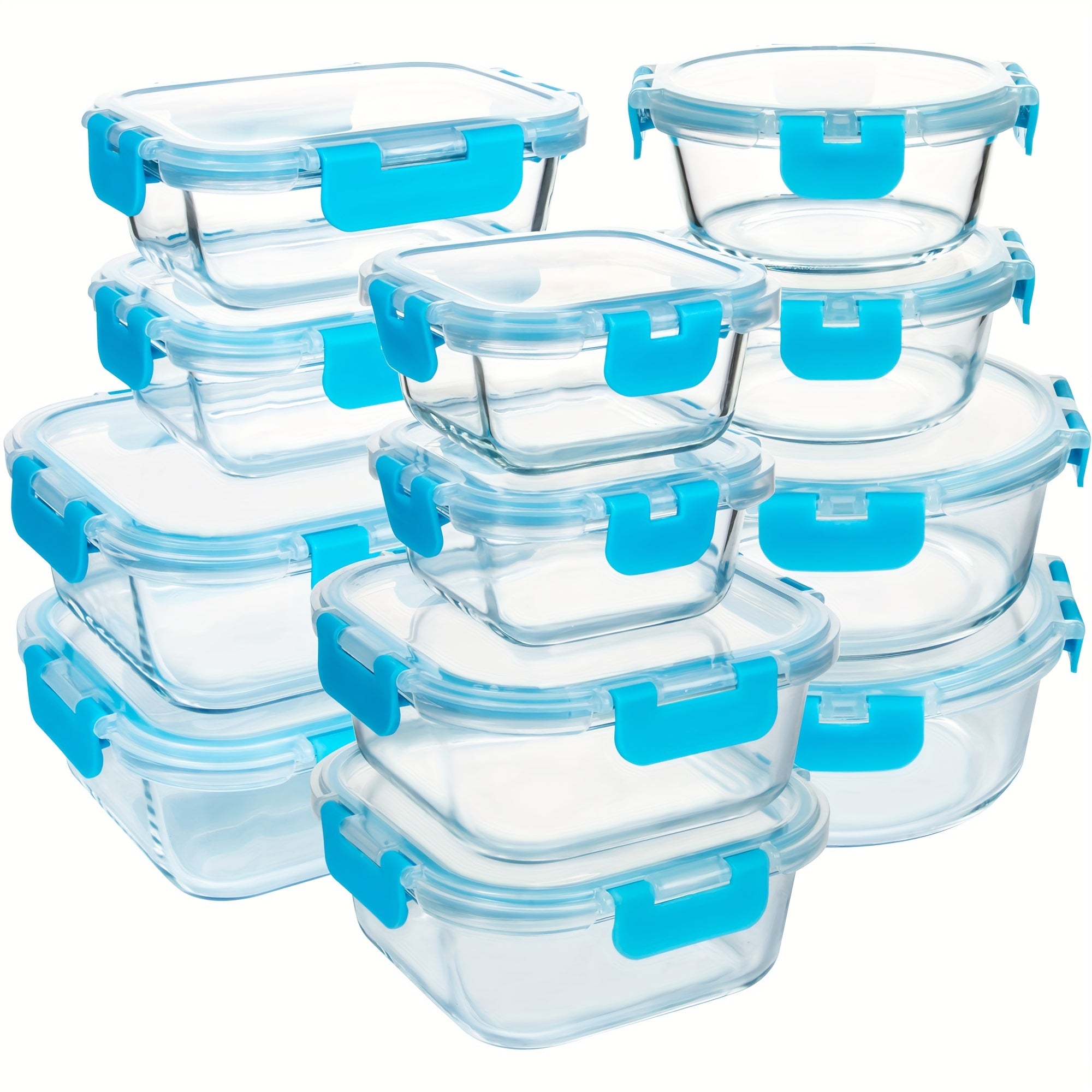24 Pieces (12 Containers +12 Lids) High Borosilicate Sealed Lid Food Storage Container Glass, Reusable, Suitable For Food Storage In Microwave Ovens, Ovens, Refrigerators, Dishwashers, Offices, Schools, And Camping
