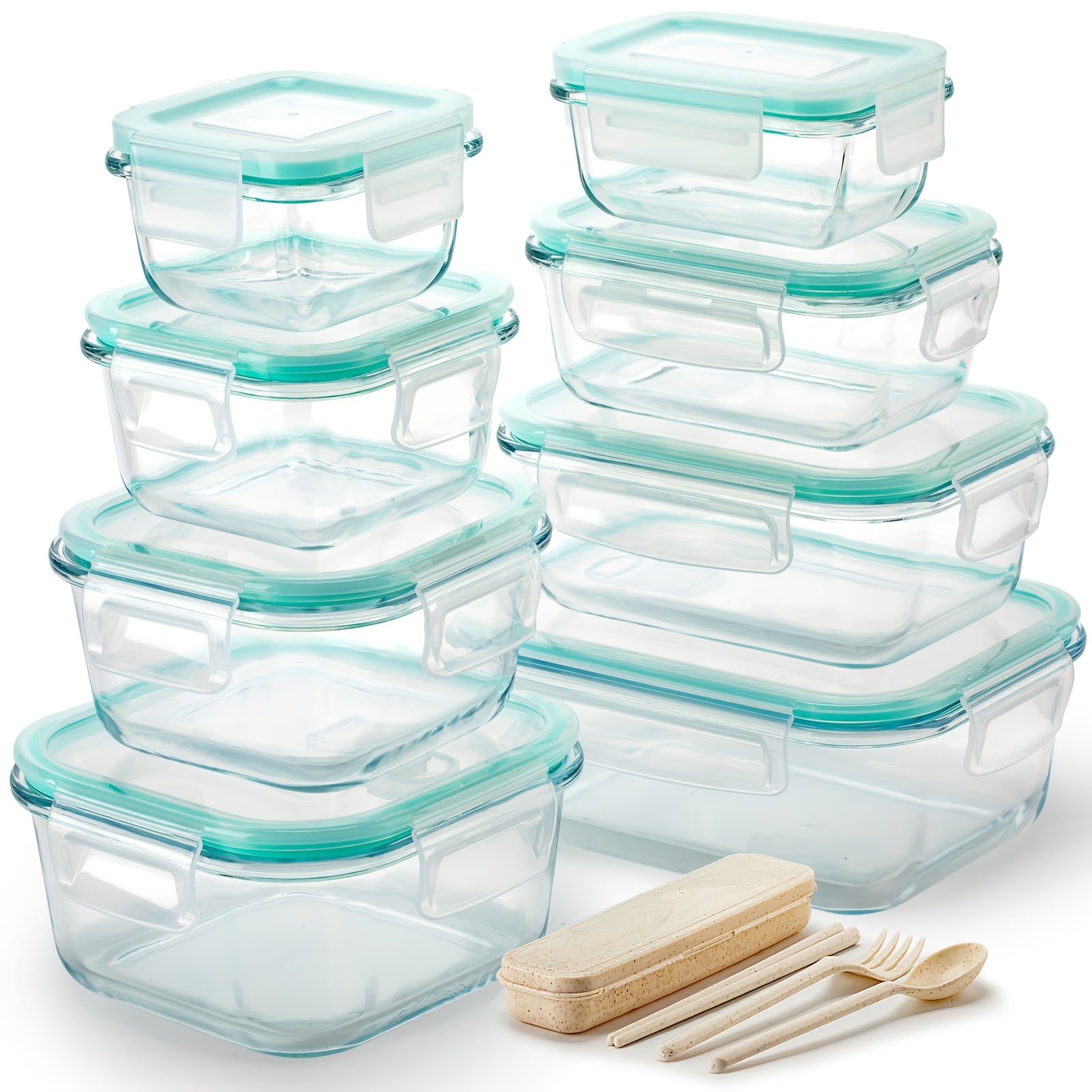 [18pcs] Meal Prep Containers With Lids, Glass Food Storage Containers For Food Storage, BPA Free & Leak Proof (9 Lids & 9 Containers)