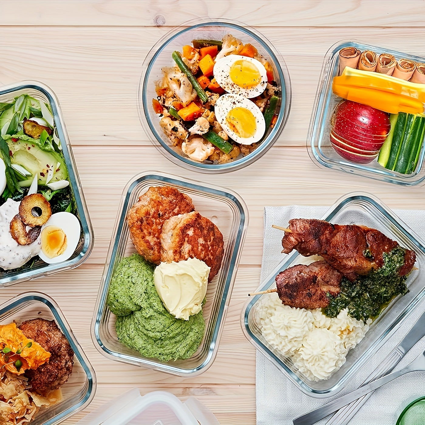 HIHEGD 30 Pieces Glass Food Storage Containers With Snap Locking Lids, Glass Meal Prep Containers Set - Airtight Lunch Containers, Microwave, Oven, Freezer And Dishwasher