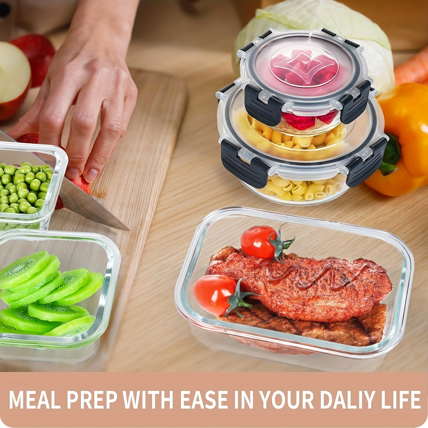 Glass Food Storage Containers - 15pcs, Meal Prep Containers in Glass, Lunch Bento Boxes with Leak-proof Lids for Microwave, Freezer & Dishwasher, BPA Free - Gray