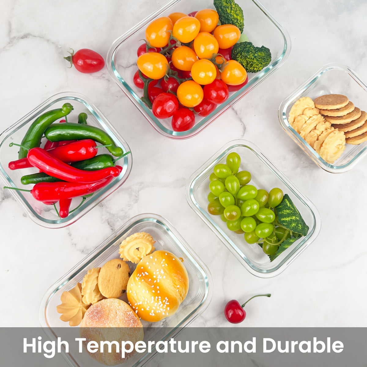 8 Pack Premium Glass Food Storage Containers - Airtight, Leak-Proof, Microwave, Oven, Freezer & Dishwasher Safe - BPA-Free, Stain-Resistant, Easy-Clean Design with Color-Coded Lids for Meal Prep, Bento Boxes & Leftovers, Kitchen Organization, Modern