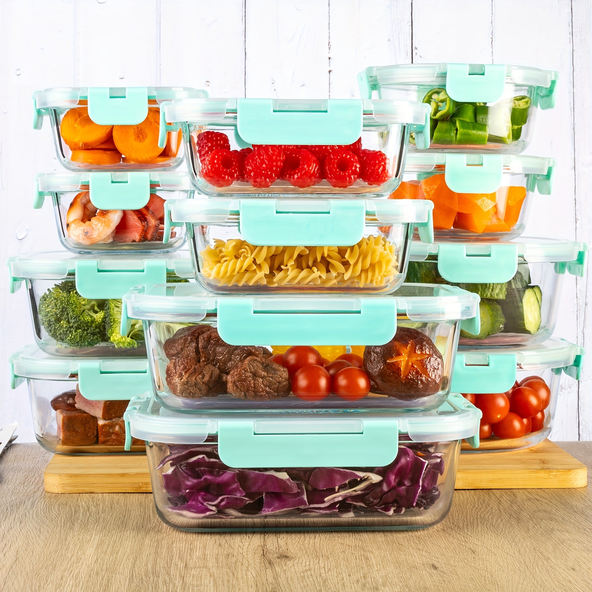 24pcs Airtight Glass Food Storage Containers Set, Leak-Proof, Microwave, Oven, Freezer, Dishwasher Safe, - 12 Containers & 12 Lids For Meal Prep And Lunch