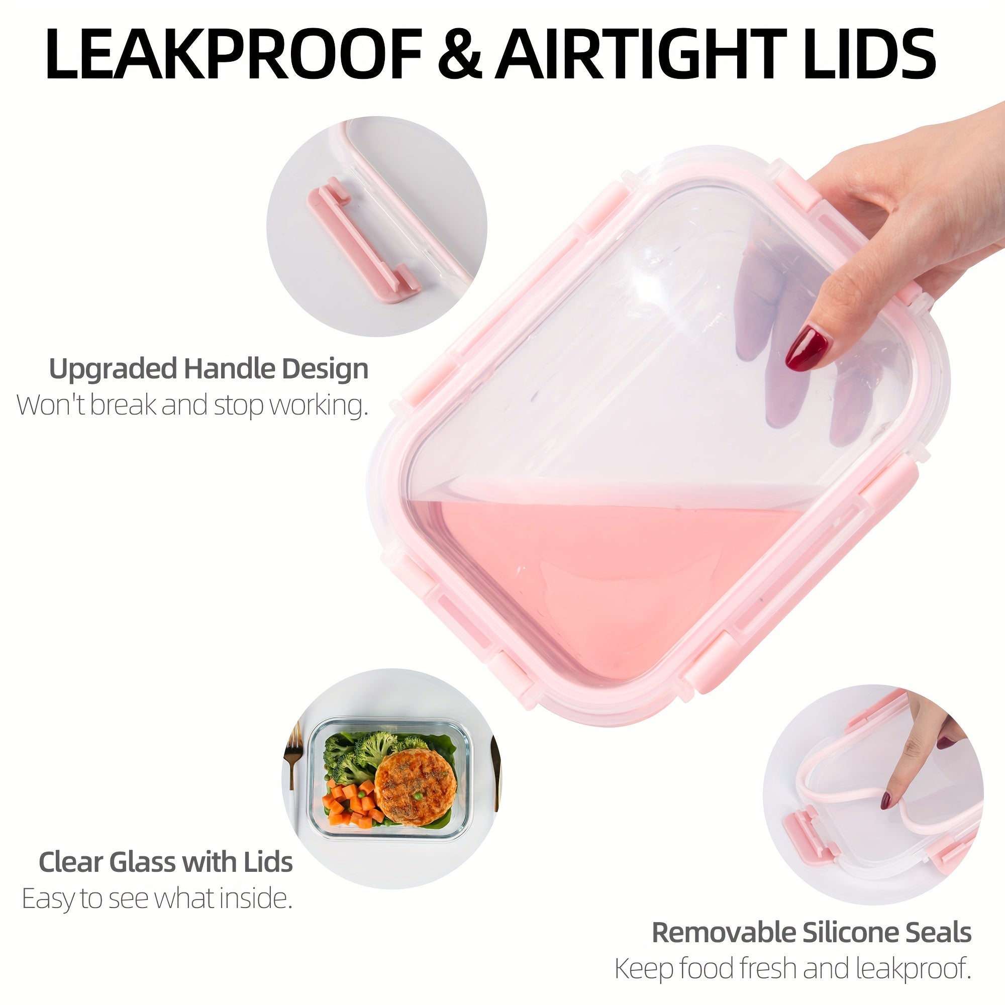 [12-PACK] Glass Food Storage Containers Set, Glass Food Meal Prep Containers with Leakproof Airtight Lids, Perfect for Home Kitchen Office Lunch Portion Control