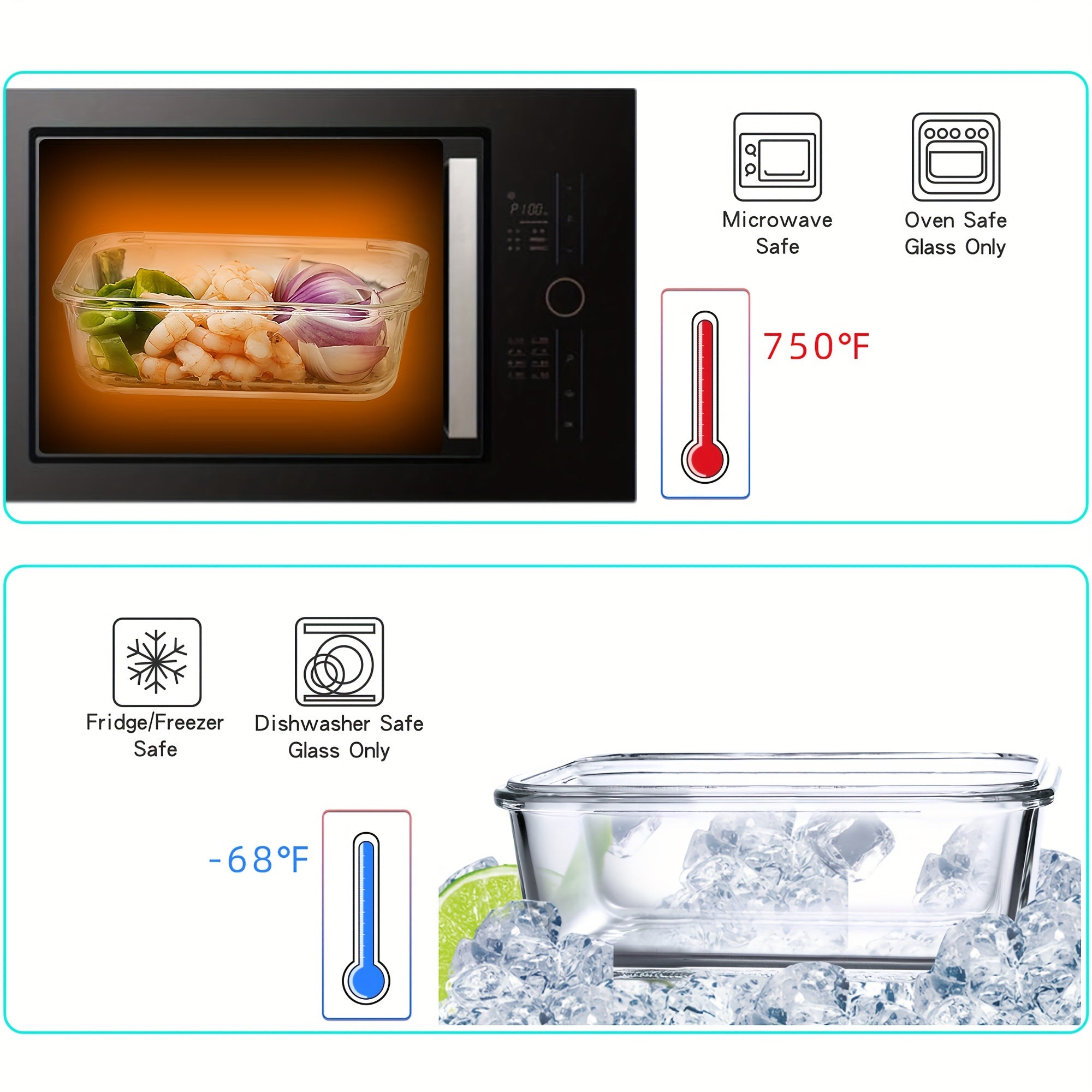 [12-PACK] Glass Food Storage Containers Set, Glass Food Meal Prep Containers with Leakproof Airtight Lids, Perfect for Home Kitchen Office Lunch Portion Control