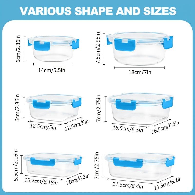 24pcs (12 LIDS + 12 Glass Bowls) Glass Meal Preparation Containers, Reusable And Stackable Food Storage Containers With LIDS That Are Leak-proof For Camping, Picnics, Schools, Offices And Colleges, Kitchen Storage Boxes And Kitchen Accessories