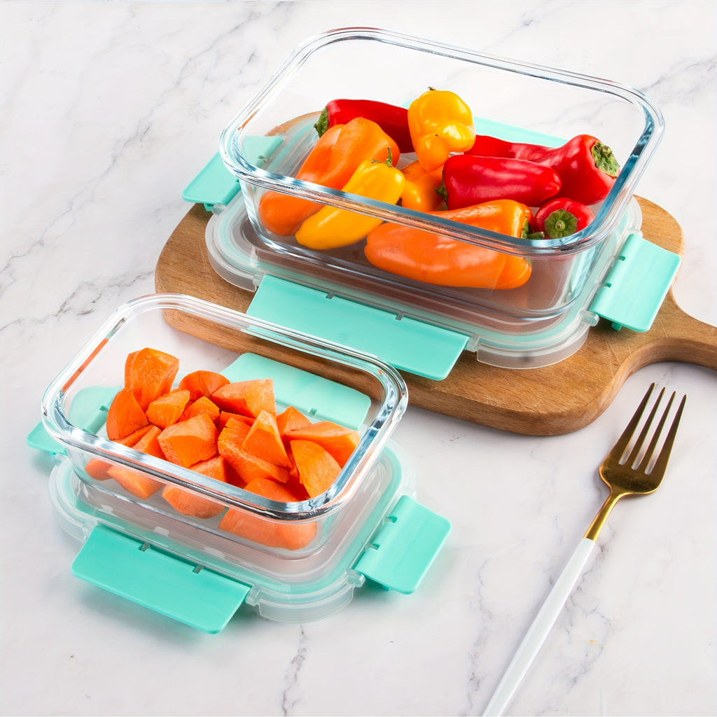 Glass Meal Prep Containers with Steam Vent, Food Storage Containers with Airtight Lids, for Home Kitchen Office Lunch Portion Control