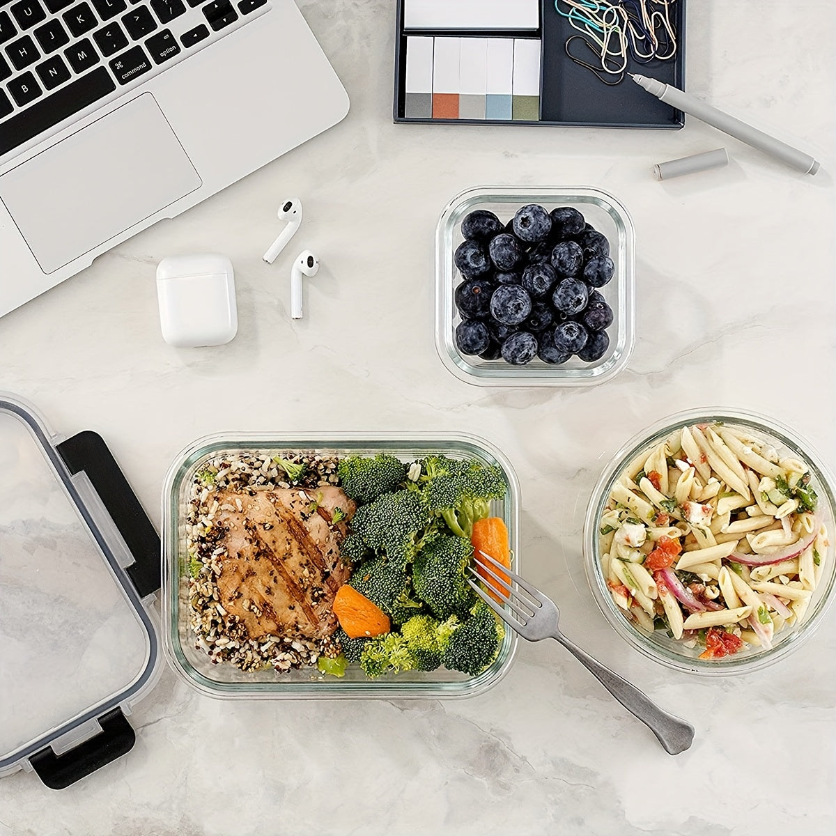 24pcs Glass Crisper Box (12 Glass Bowls + 12 Black Sealed Lids), High Borosilicate Sealed Lid Food Storage Container Glass, Reusable, Suitable for Food Storage In Microwave, Oven, Refrigerator, Dishwasher, Office, School And Camping