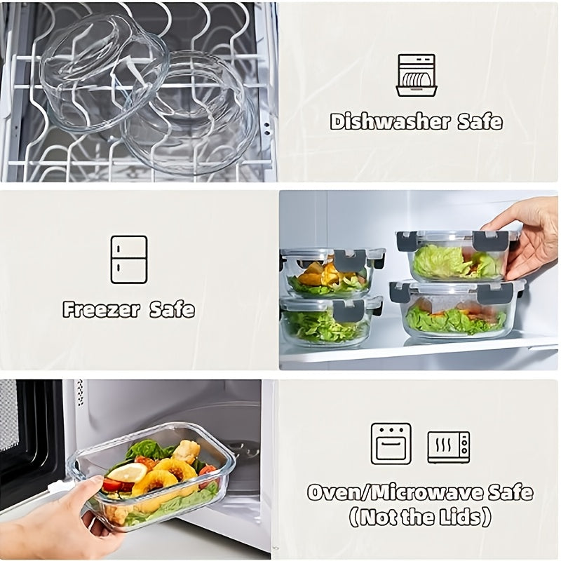 Fresh Box 24pcs (12 Lids + 12 Boxes) Food Pantry Kitchen Storage Container, Lunch Glass Meal Preparation Container, Glass Storage Container With Cover