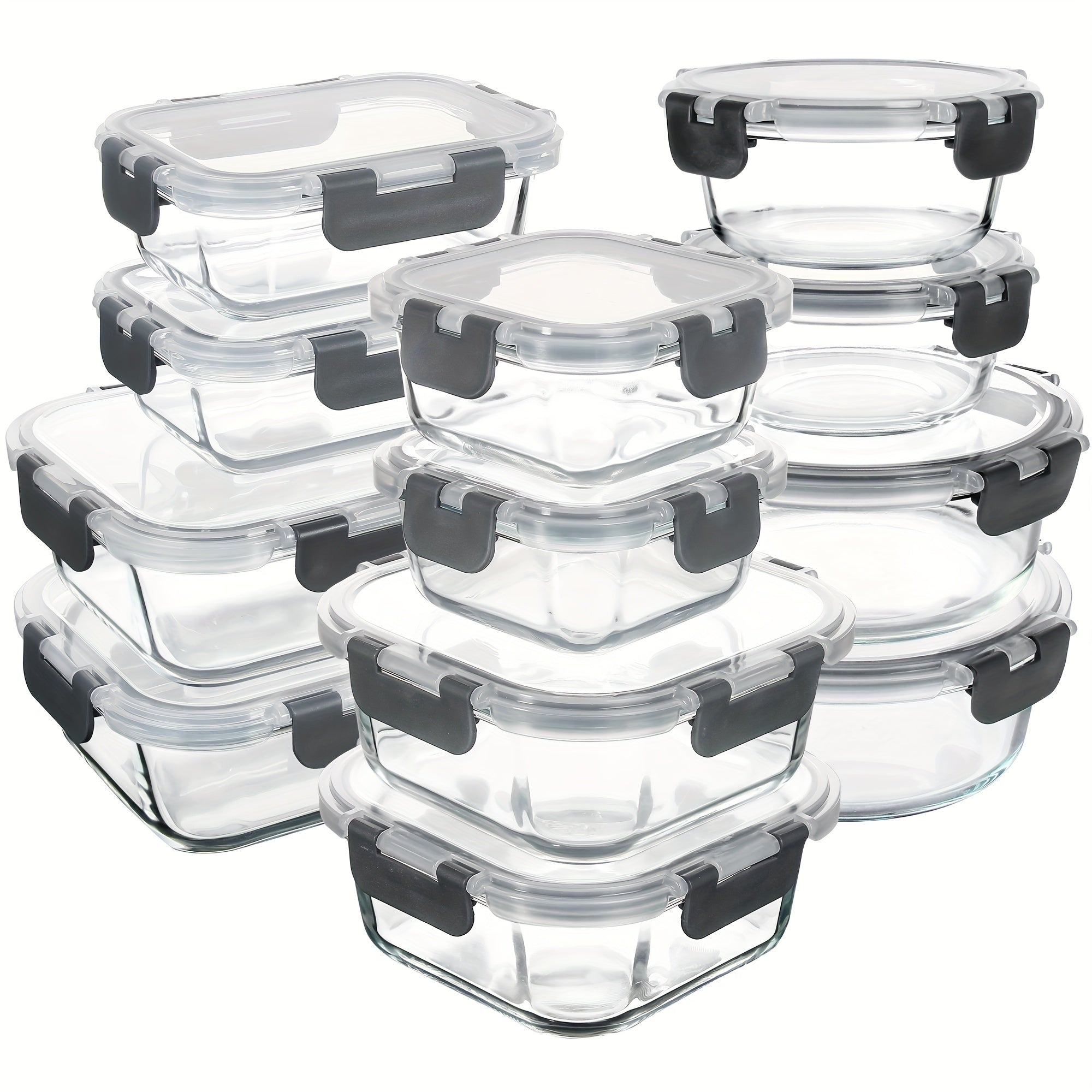 24pcs (12 Glass Bowls + 12 Lids) Glass Meal Prep Containers, Meal Prep Bowls, Food Storage Containers, Glass Food Prep Containers With Lids, Lunch Container For Adults Lunch Box Bento Boxes