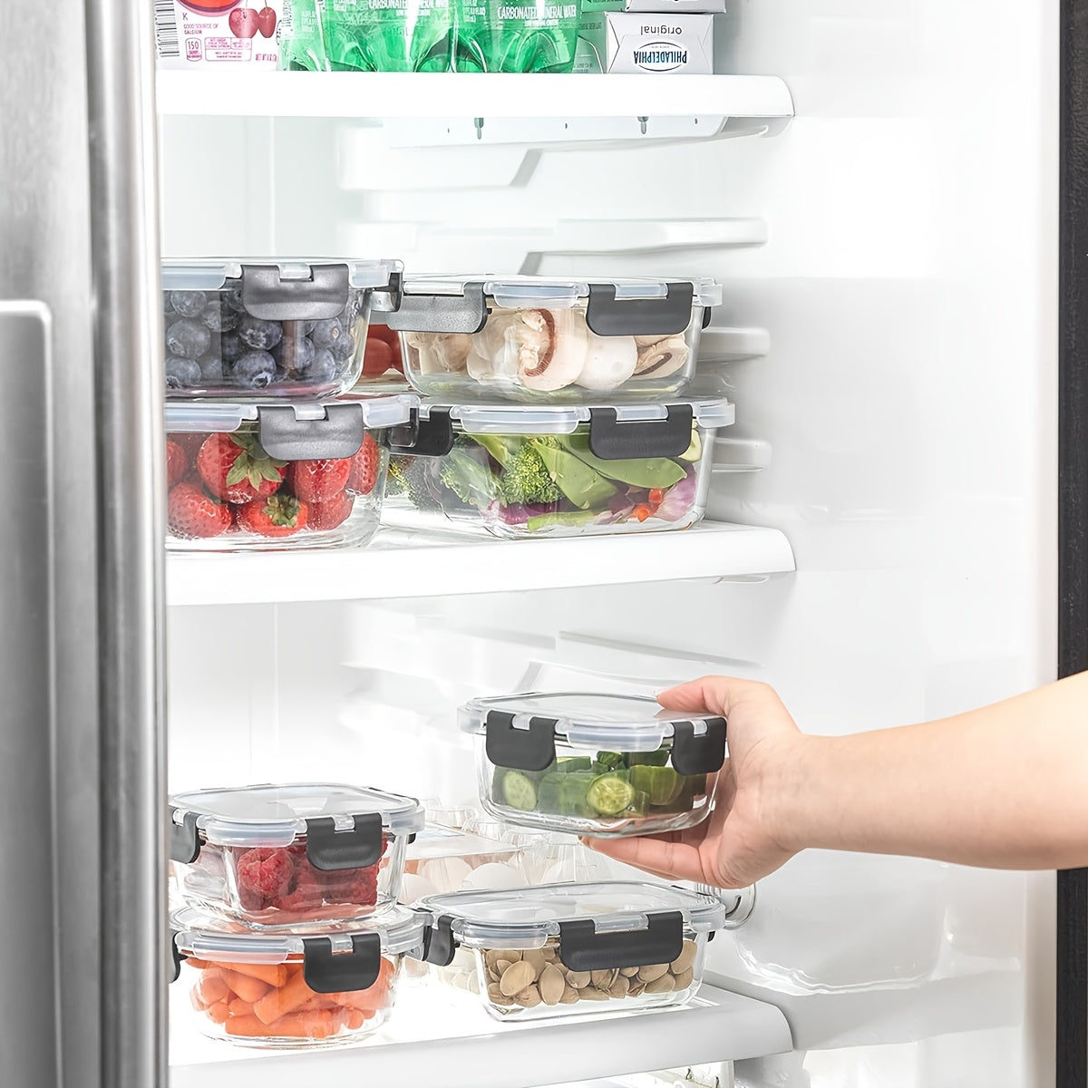 24pcs Glass Crisper Box (12 Glass Bowls + 12 Black Sealed Lids), High Borosilicate Sealed Lid Food Storage Container Glass, Reusable, Suitable for Food Storage In Microwave, Oven, Refrigerator, Dishwasher, Office, School And Camping
