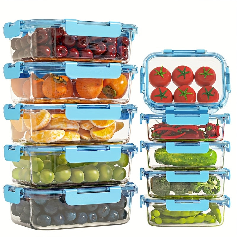20pcs (10 LIDS + 10 Glass Bowls) Glass Food Storage Container With Sealed Lid, Kitchen Storage Lunch, Leak-proof, Airtight, Suitable For Microwave, Oven, Refrigerator And Dishwasher, Perfect Valentine'S Day Gift For Best Friends