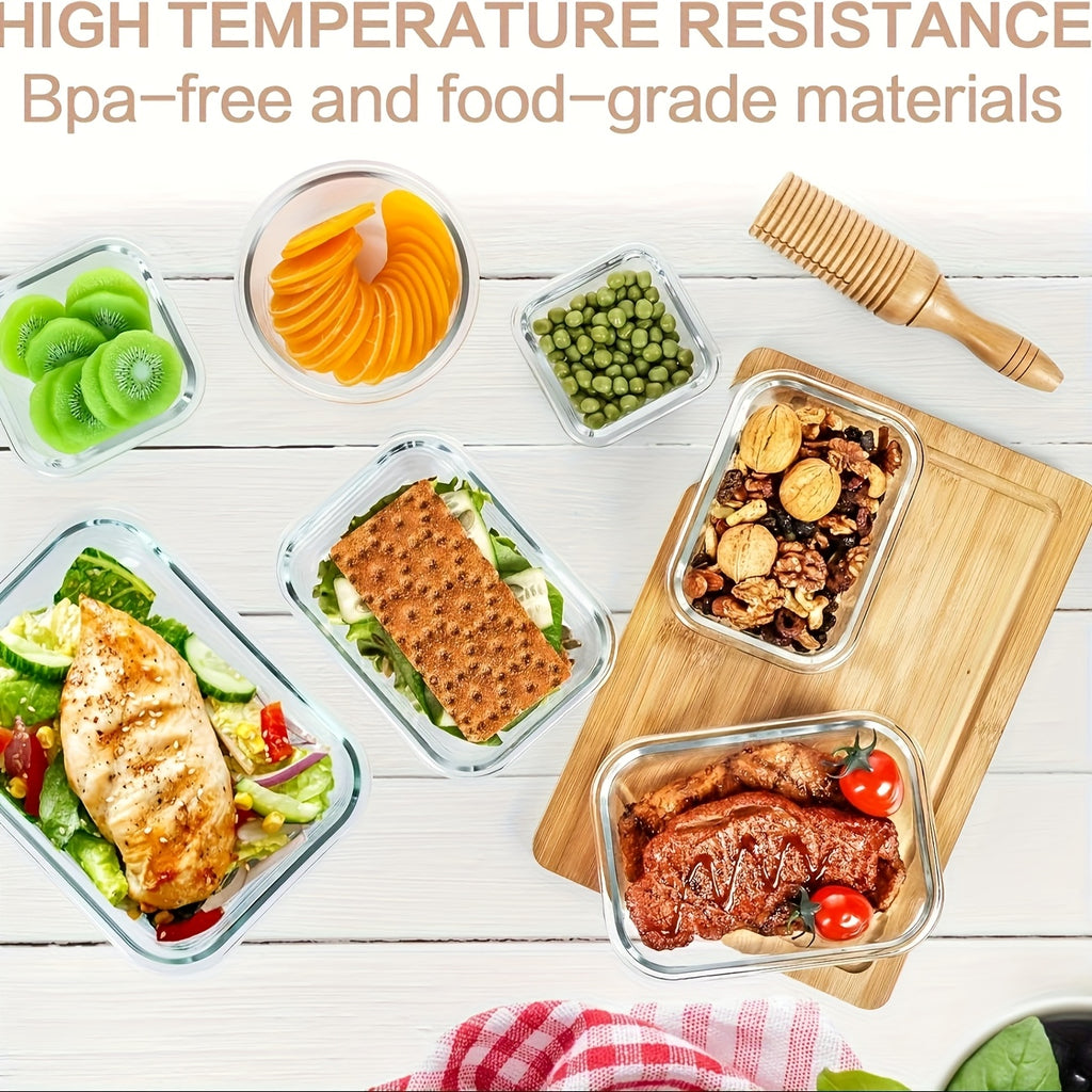 12pcs Airtight Glass Food Storage Containers with Lids Set - BPA-Free Leak-Proof Meal Prep Containers, Microwave, Oven, Freezer & Dishwasher Safe, 15 Containers + 15 Lids, Clear Glass for Visibility, Perfect for Lunch Prep, Fruits, Veggies, Leftovers -