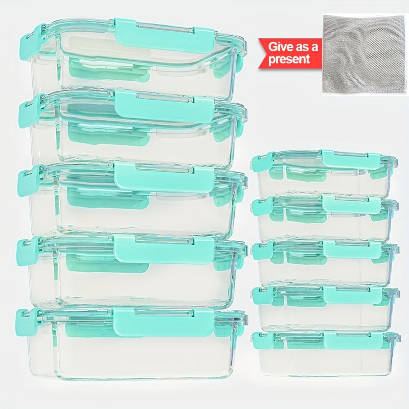 20pcs (10 LIDS + 10 Glass Bowls) Glass Food Storage Container With Sealed Lid, Kitchen Storage Lunch, Leak-proof, Airtight, Suitable For Microwave, Oven, Refrigerator And Dishwasher, Perfect Valentine'S Day Gift For Best Friends