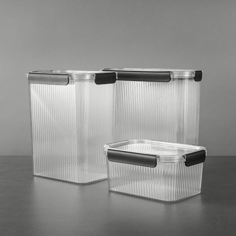 6pcs Glass Food Storage Container Set with Airtight Snap-Lock Lids - BPA-Free, Microwave Safe, Clear Stackable Pantry Organizers with Black Knobs (Large 21.3+7.3+20.5 Cup Capacity) for Cakes, Leftovers, Dry Goods - Ideal for Kitchen & Dining, Ideal Gift