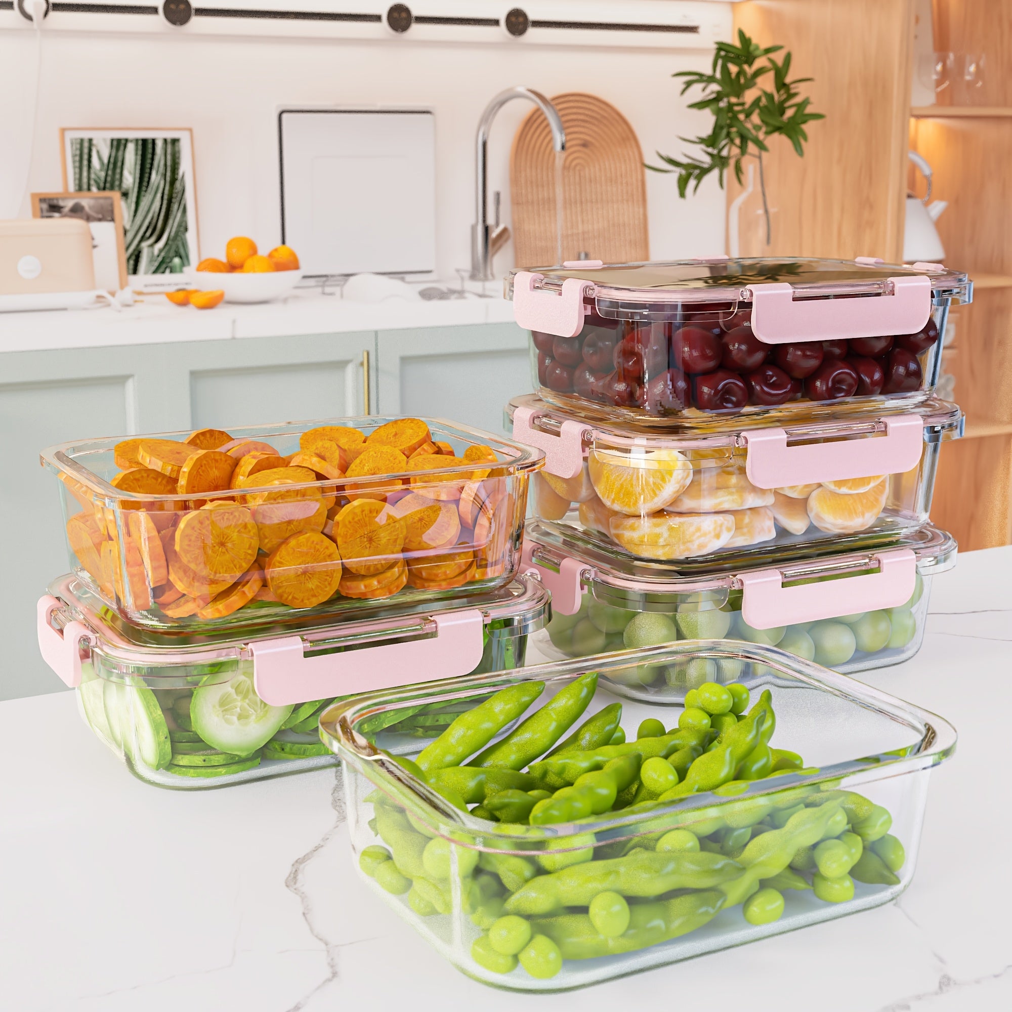 Stackable 20pcs Glass Food Container (10 Lids + 10 Containers) - Multi-purpose Meal Prep And Pantry. With Airtight Lids, Oven, Microwave, Refrigerator And Dishwasher Safe. Durable, Space-saving Design Improves Heating Efficiency And Organization.