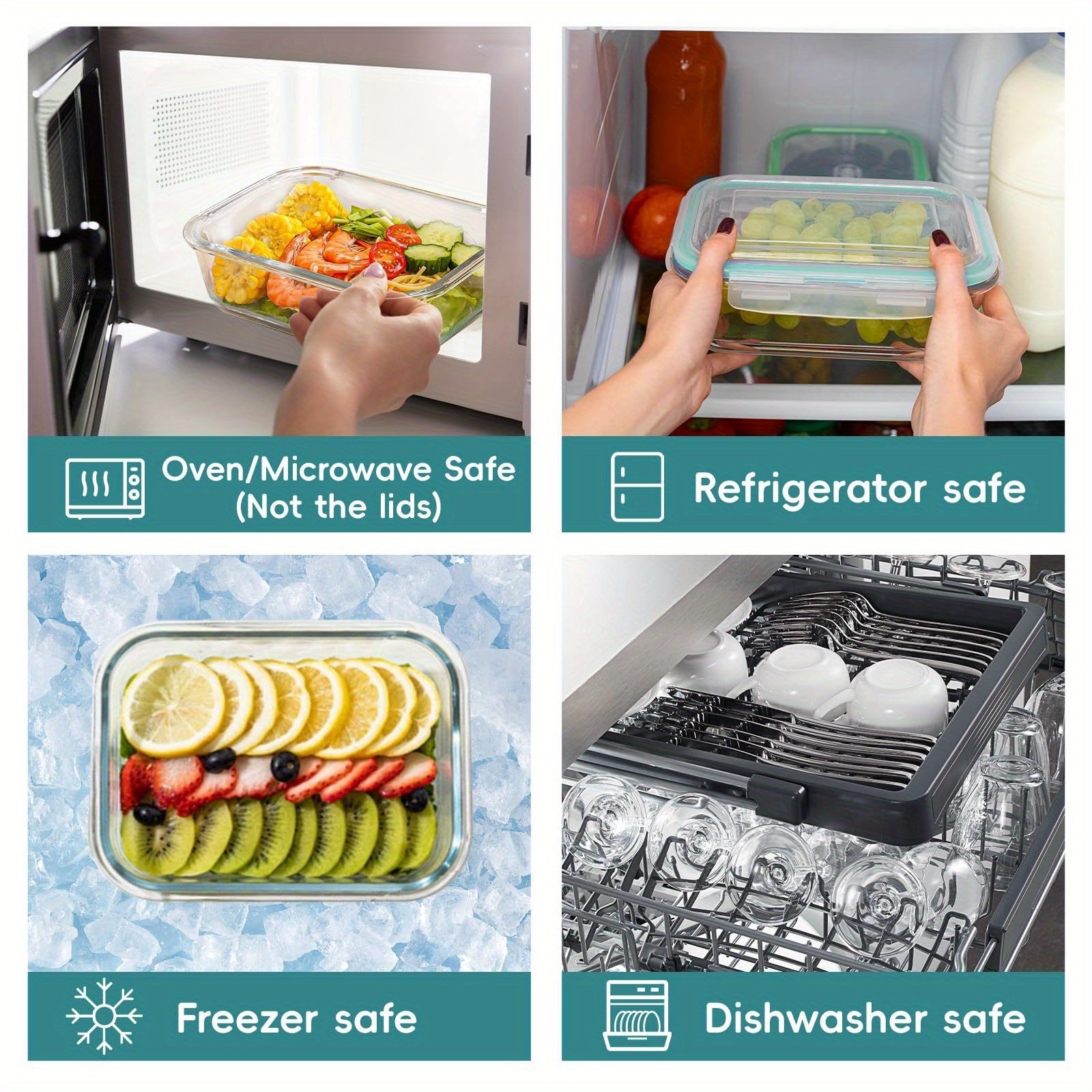 5 Pack 30oz Glass Food Storage Containers with Leak-Proof Locking Lids, Airtight BPA-Free Meal Prep Containers, Microwave, Oven, Freezer & Dishwasher Safe, Stackable Space-Saving Design for Lunch, Office, Home & Travel