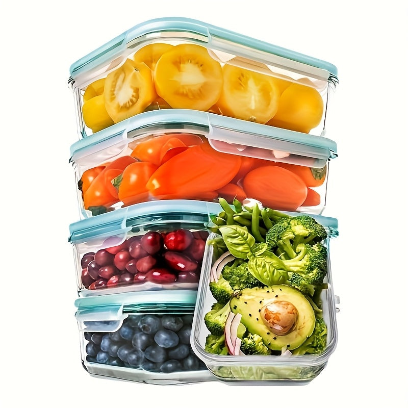 5 Pack 30oz Glass Food Storage Containers with Leak-Proof Locking Lids, Airtight BPA-Free Meal Prep Containers, Microwave, Oven, Freezer & Dishwasher Safe, Stackable Space-Saving Design for Lunch, Office, Home & Travel